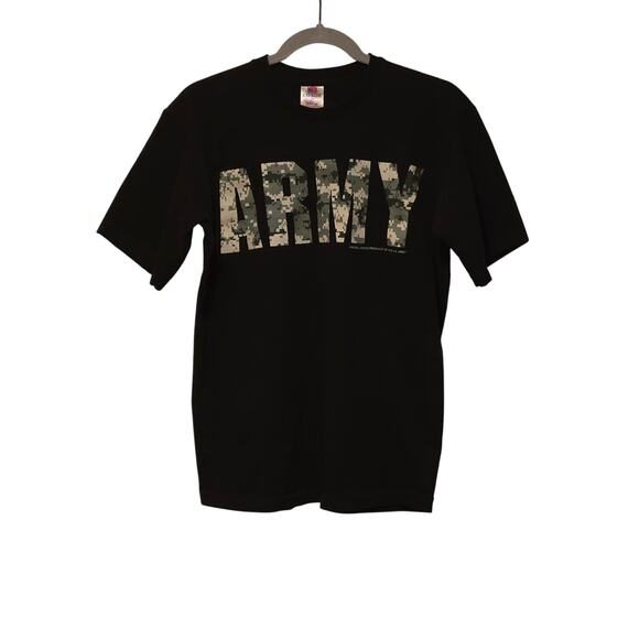 Army Black T Shirt with Camo Print Medium NWOT - Picture 1 of 4